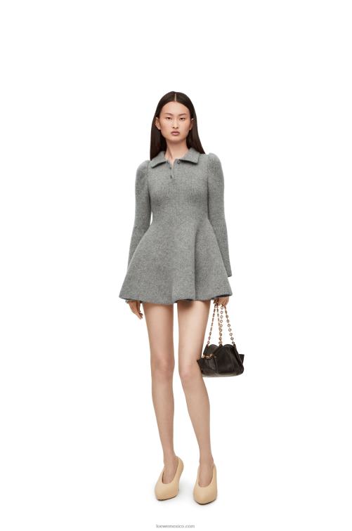 gris minivestido de cachemir y mohair Loewe R8J8Z1082 mujer