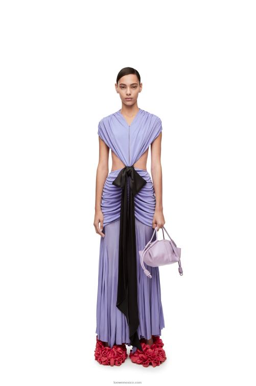 lila vestido con lazo drapeado en jersey de crepé Loewe R8J8Z1073 mujer
