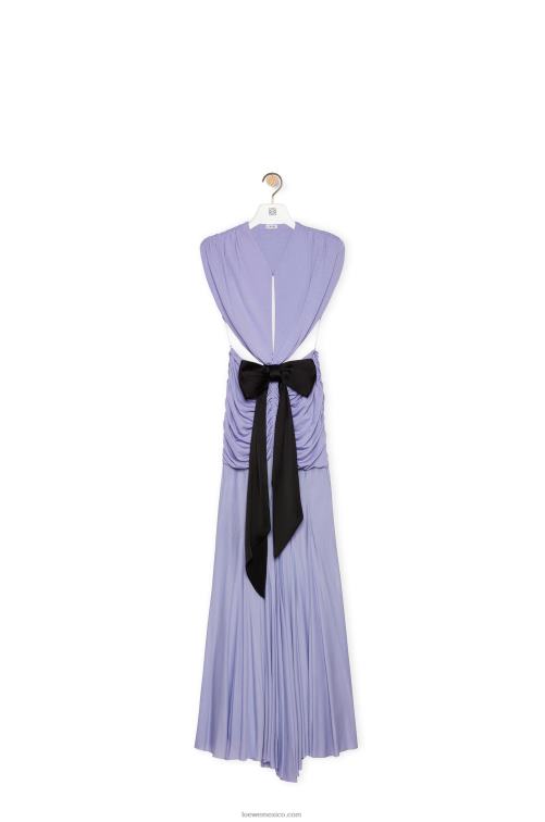 lila vestido con lazo drapeado en jersey de crepé Loewe R8J8Z1073 mujer