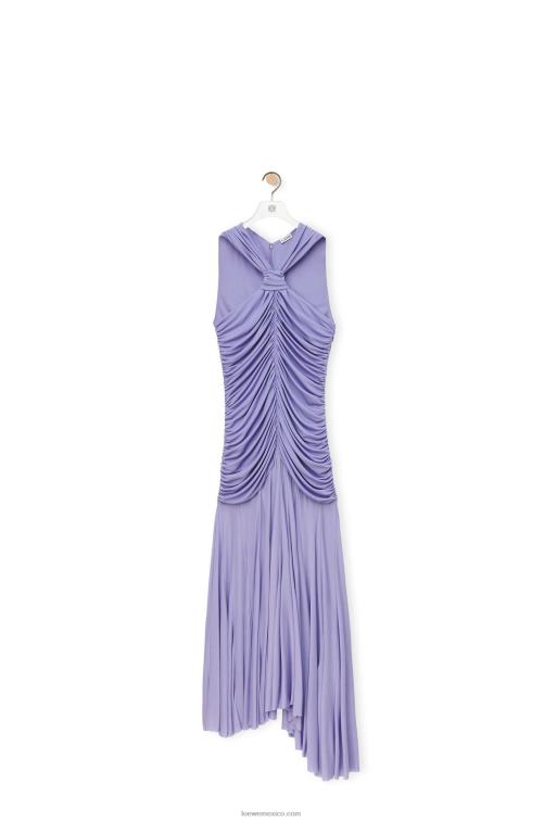 lila vestido largo drapeado de punto de crepé Loewe R8J8Z1069 mujer