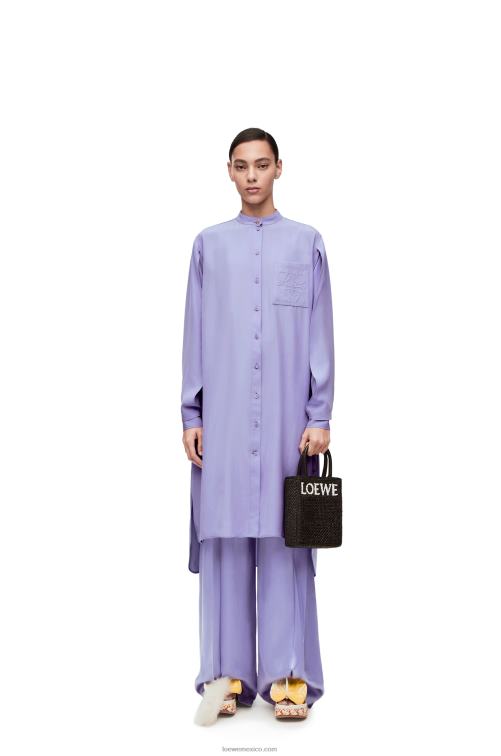 lila vestido túnica anagrama en toile de seda Loewe R8J8Z1075 mujer
