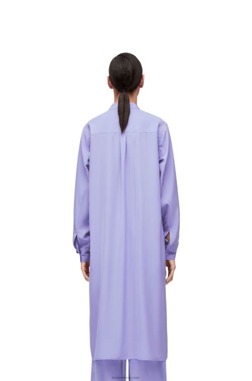 lila vestido túnica anagrama en toile de seda Loewe R8J8Z1075 mujer