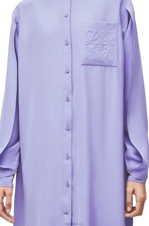 lila vestido túnica anagrama en toile de seda Loewe R8J8Z1075 mujer