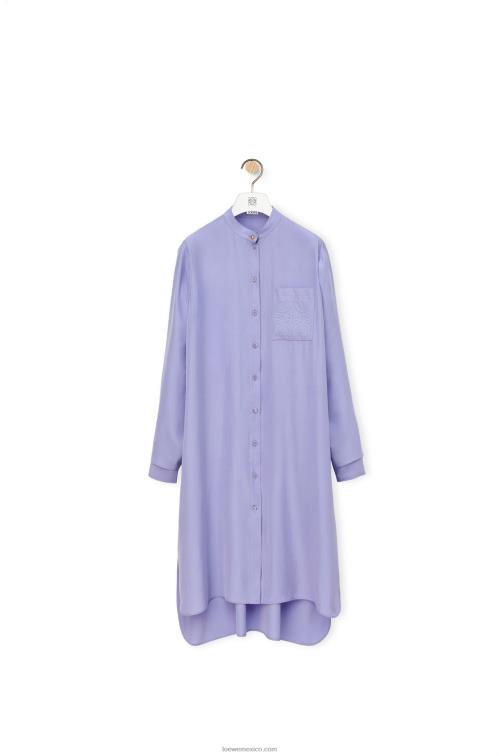 lila vestido túnica anagrama en toile de seda Loewe R8J8Z1075 mujer