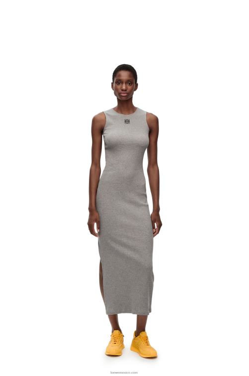 mezcla de grises vestido sin mangas de algodón con anagrama Loewe R8J8Z1090 mujer