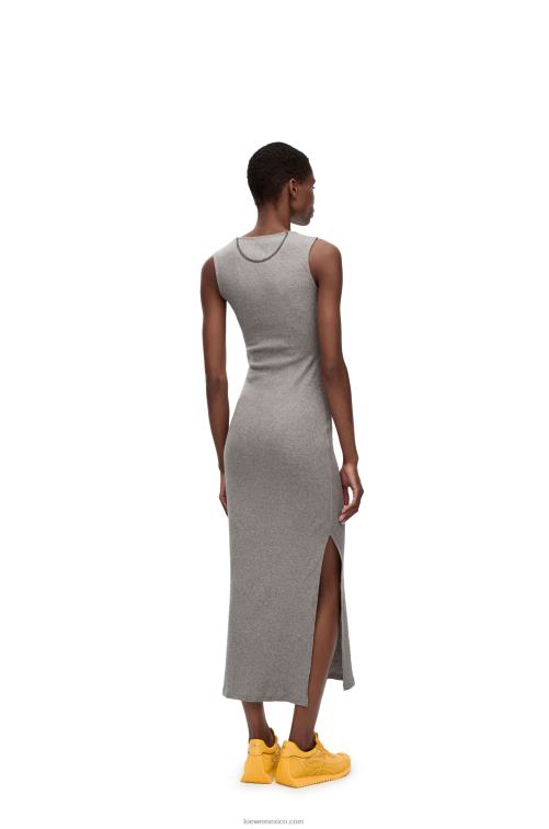 mezcla de grises vestido sin mangas de algodón con anagrama Loewe R8J8Z1090 mujer