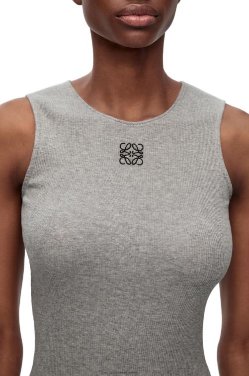 mezcla de grises vestido sin mangas de algodón con anagrama Loewe R8J8Z1090 mujer