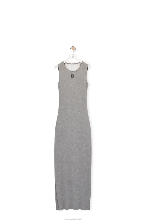 mezcla de grises vestido sin mangas de algodón con anagrama Loewe R8J8Z1090 mujer