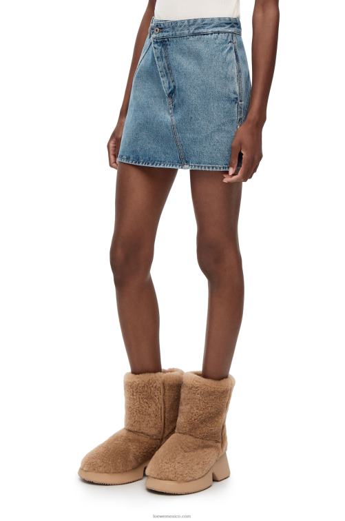 mezclilla azul medio minifalda con anagrama en denim Loewe R8J8Z1186 mujer