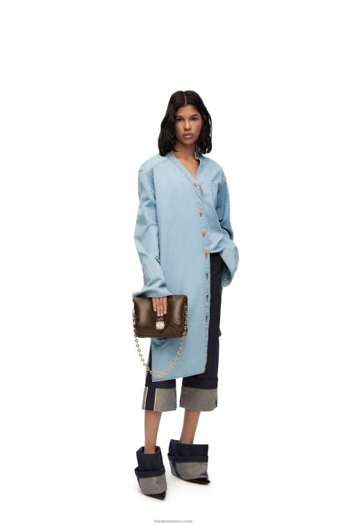 mezclilla ligera vestido camisero asimétrico de denim de mezcla de algodón Loewe R8J8Z1094 mujer