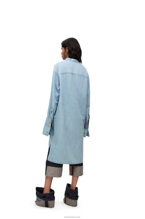 mezclilla ligera vestido camisero asimétrico de denim de mezcla de algodón Loewe R8J8Z1094 mujer