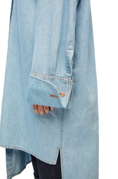 mezclilla ligera vestido camisero asimétrico de denim de mezcla de algodón Loewe R8J8Z1094 mujer