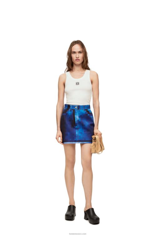 mezclilla minifalda pixelada en denim Loewe R8J8Z1176 mujer