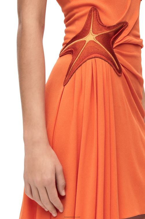 naranja brillante vestido bustier estrella de mar en viscosa Loewe R8J8Z1044 mujer
