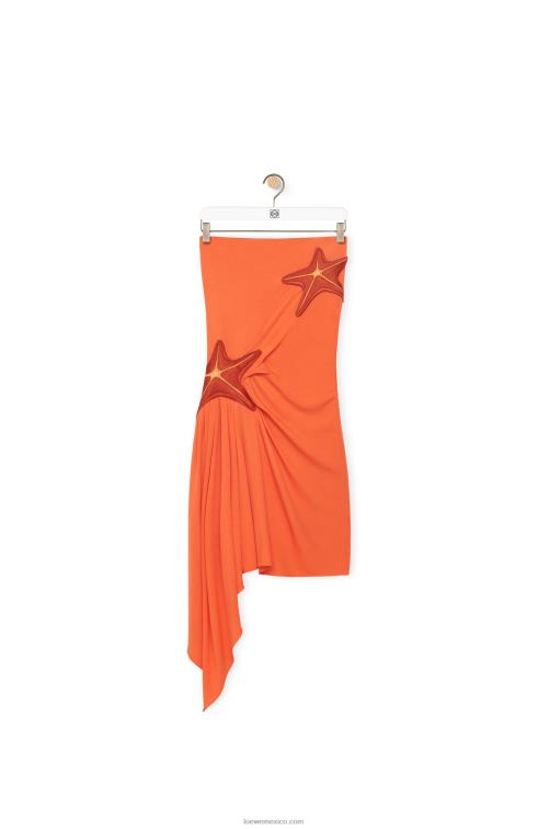 naranja brillante vestido bustier estrella de mar en viscosa Loewe R8J8Z1044 mujer