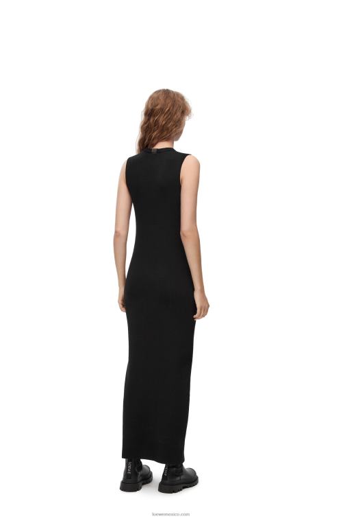 negro/azul marino vestido tubo de punto de lana Loewe R8J8Z985 mujer