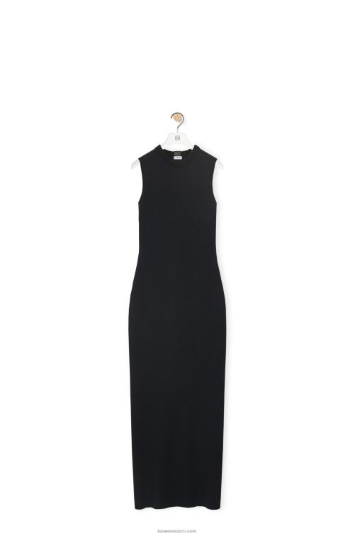 negro/azul marino vestido tubo de punto de lana Loewe R8J8Z985 mujer