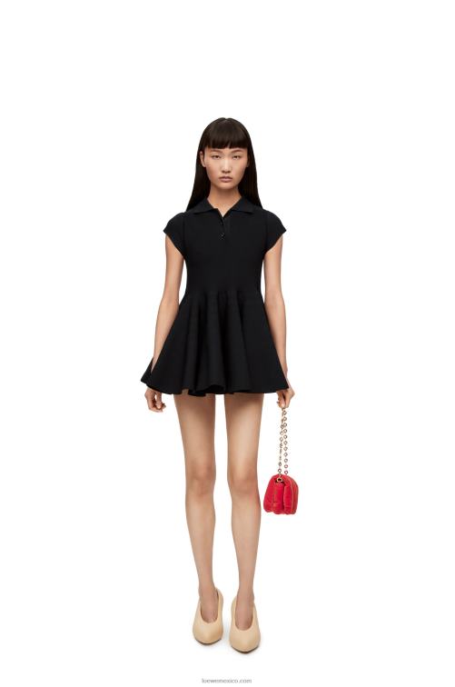negro minivestido de punto de mezcla de viscosa Loewe R8J8Z1079 mujer