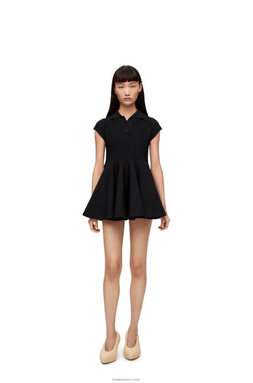 negro minivestido de punto de mezcla de viscosa Loewe R8J8Z1079 mujer