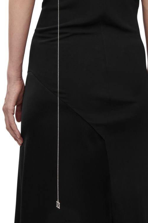 negro vestido asimétrico de raso y crepe Loewe R8J8Z1098 mujer