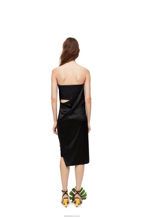 negro vestido bustier de crepé satinado Loewe R8J8Z1070 mujer