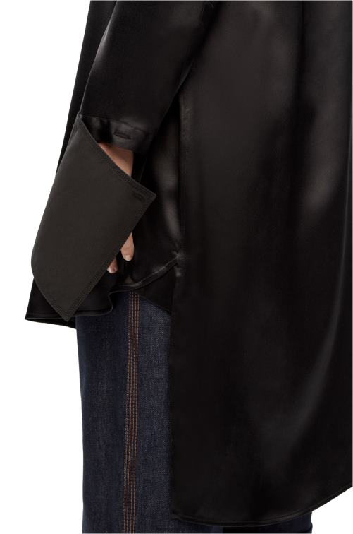negro vestido camisero deconstruido en seda Loewe R8J8Z1099 mujer