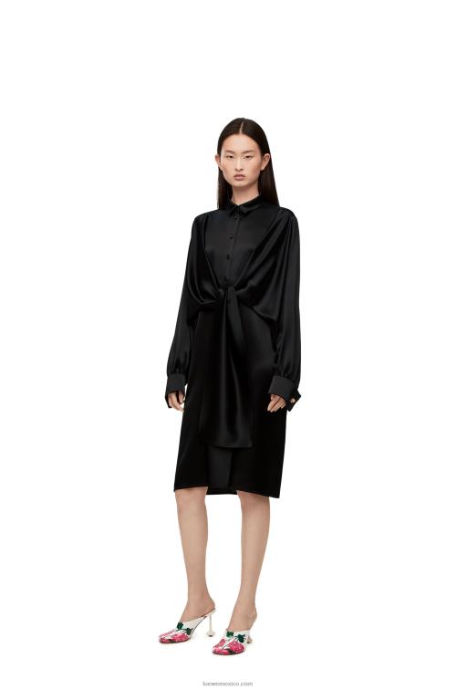 negro vestido con nudo en crepé satinado Loewe R8J8Z1074 mujer