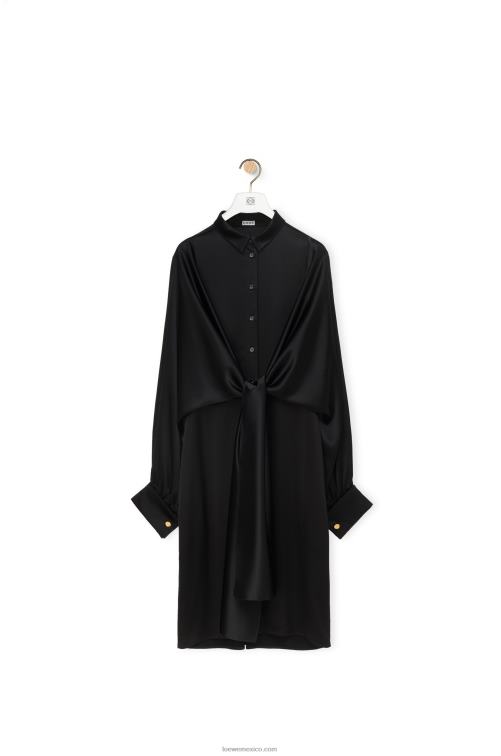 negro vestido con nudo en crepé satinado Loewe R8J8Z1074 mujer