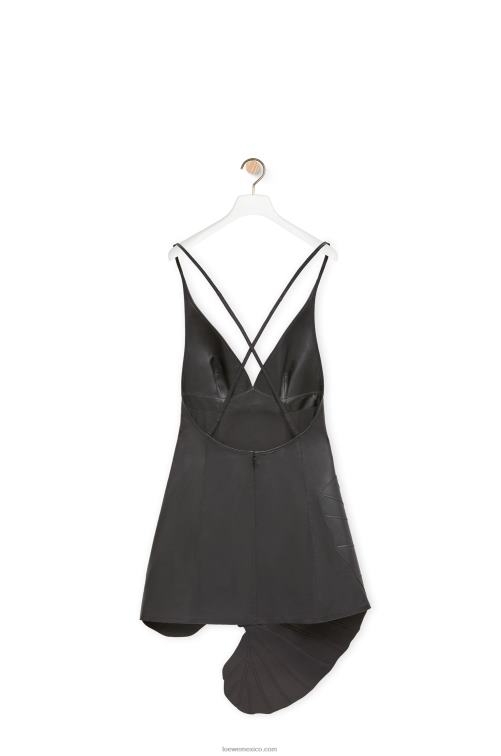 negro vestido de napa con intarsia de hojas Loewe R8J8Z1038 mujer