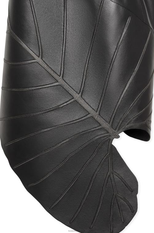 negro vestido de napa con intarsia de hojas Loewe R8J8Z1038 mujer