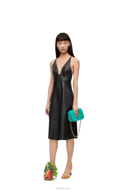 negro vestido de tirantes con anagrama en napa Loewe R8J8Z1071 mujer