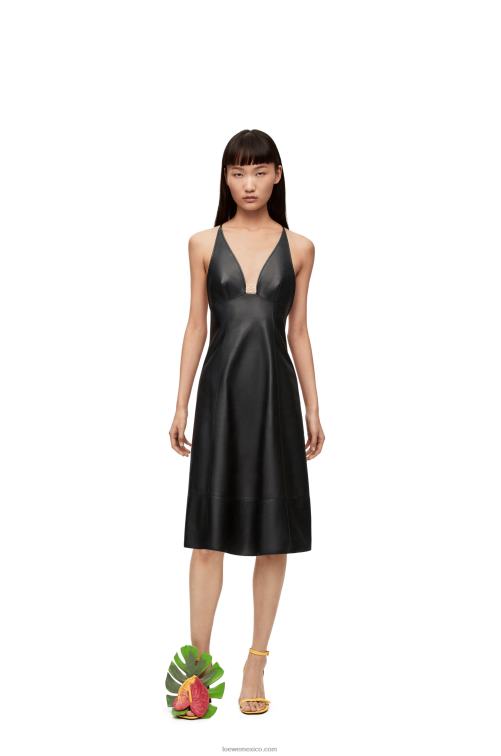 negro vestido de tirantes con anagrama en napa Loewe R8J8Z1071 mujer