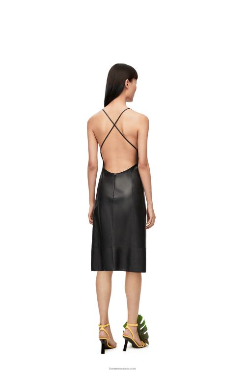 negro vestido de tirantes con anagrama en napa Loewe R8J8Z1071 mujer