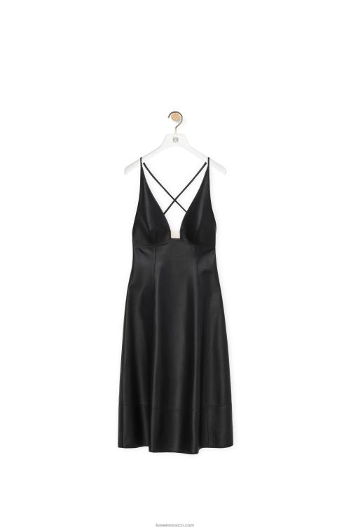 negro vestido de tirantes con anagrama en napa Loewe R8J8Z1071 mujer