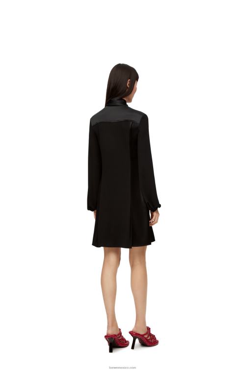 negro vestido lavalliere de punto de crepe y raso de crepe Loewe R8J8Z1062 mujer