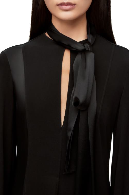 negro vestido lavalliere de punto de crepe y raso de crepe Loewe R8J8Z1062 mujer