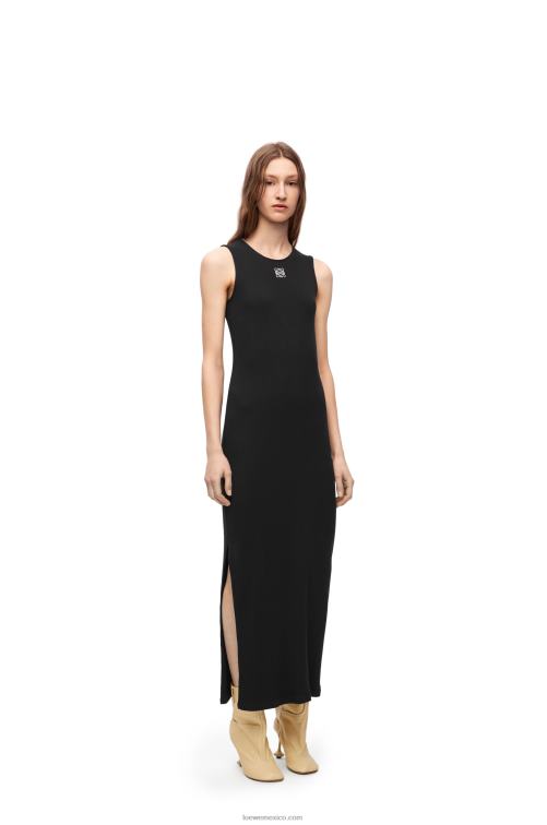 negro vestido sin mangas de algodón con anagrama Loewe R8J8Z1091 mujer