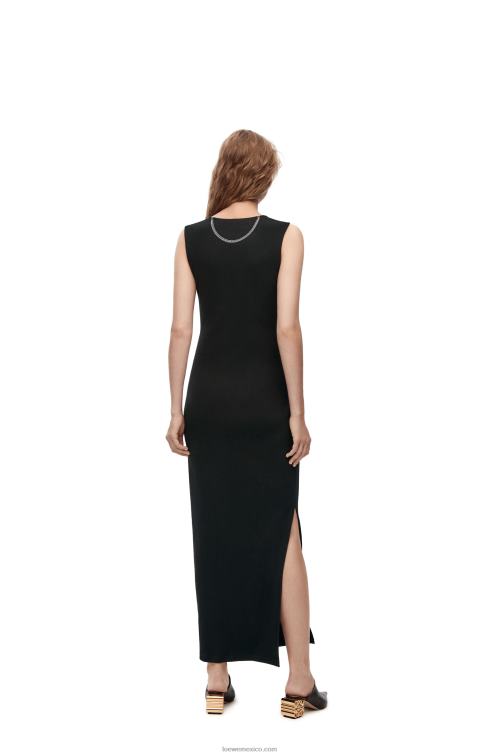 negro vestido sin mangas de algodón con anagrama Loewe R8J8Z1091 mujer
