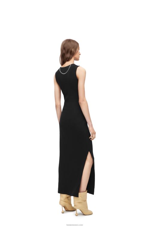 negro vestido sin mangas de algodón con anagrama Loewe R8J8Z1091 mujer