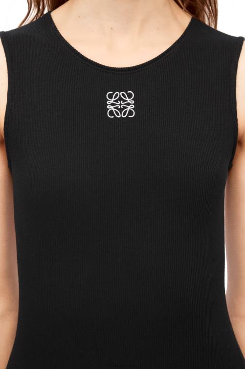 negro vestido sin mangas de algodón con anagrama Loewe R8J8Z1091 mujer