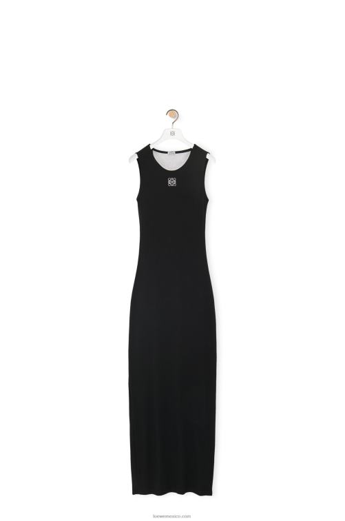 negro vestido sin mangas de algodón con anagrama Loewe R8J8Z1091 mujer