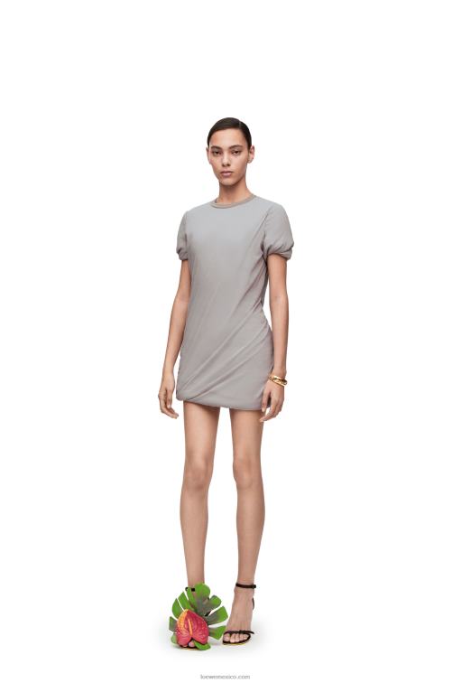 niebla gris minivestido acolchado en gasa de seda elástica Loewe R8J8Z1086 mujer