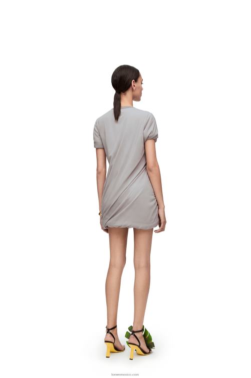 niebla gris minivestido acolchado en gasa de seda elástica Loewe R8J8Z1086 mujer