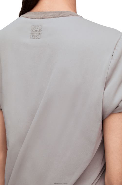 niebla gris minivestido acolchado en gasa de seda elástica Loewe R8J8Z1086 mujer
