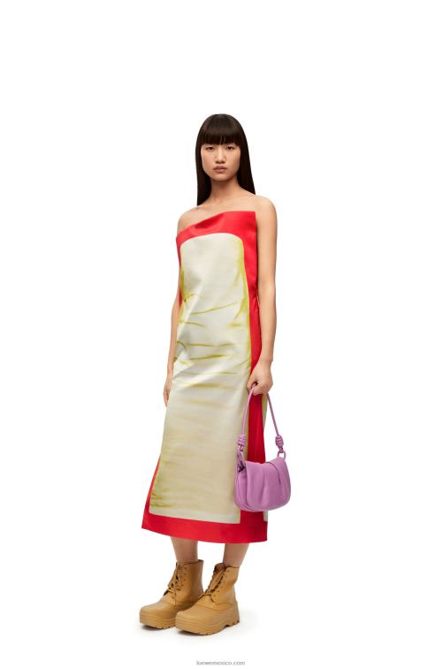 rojo amarillo vestido bustier de raso técnico Loewe R8J8Z1032 mujer