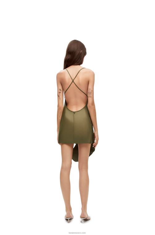 té verde vestido de napa con intarsia de hojas Loewe R8J8Z1039 mujer