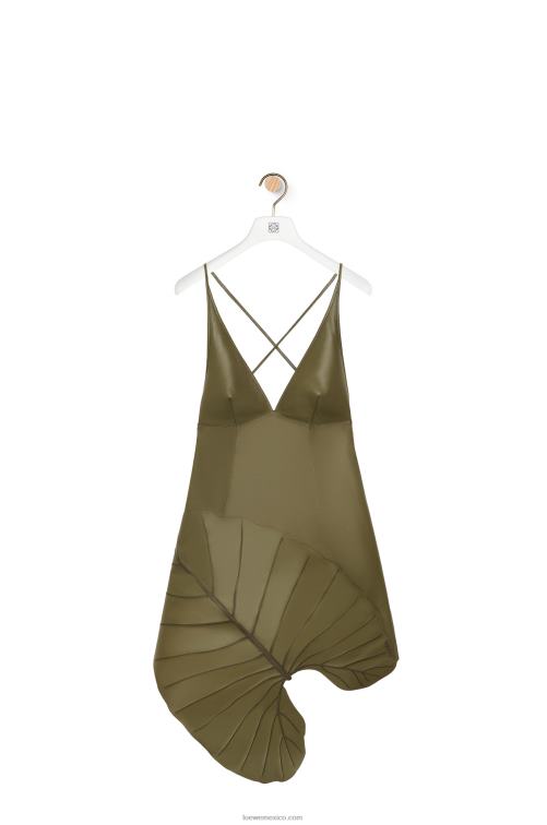té verde vestido de napa con intarsia de hojas Loewe R8J8Z1039 mujer