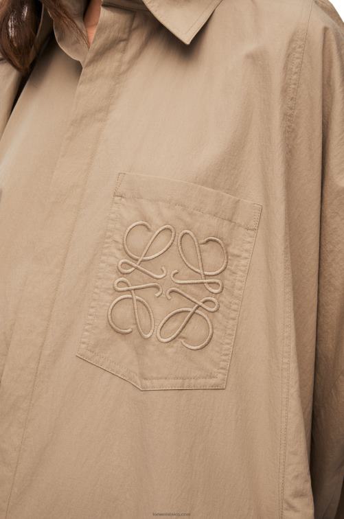 taos gris pardo vestido túnica anagrama de algodón Loewe R8J8Z1050 mujer