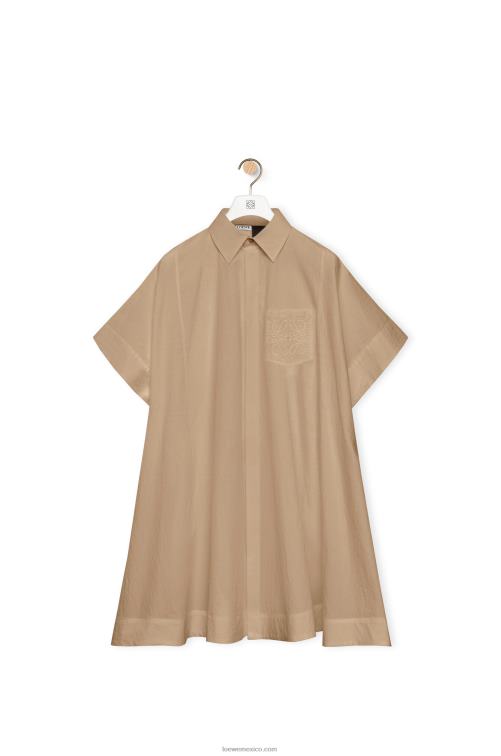 taos gris pardo vestido túnica anagrama de algodón Loewe R8J8Z1050 mujer