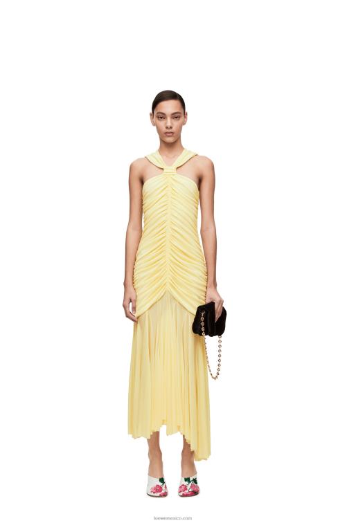 vainilla vestido largo drapeado de punto de crepé Loewe R8J8Z1076 mujer